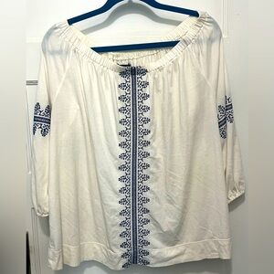 Chaps Boho White with Blue embroidery.  XL
